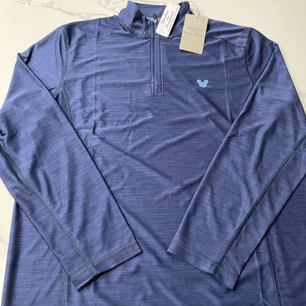 Disney Parks Collection Tommy Bahamas 1/4 Zip, L/S Pullover Shirt, New